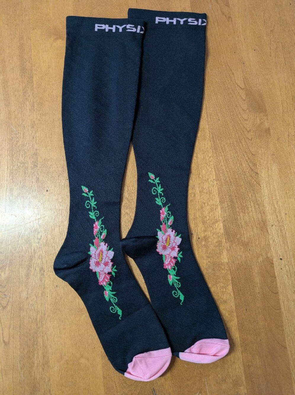 3/$14 NWOT Compression Socks with Pink Floral Embroidery